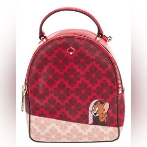 Kate Spade x Tom & Jerry Convertible Red Leather Mini Backpack EUC